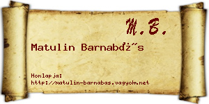 Matulin Barnabás névjegykártya